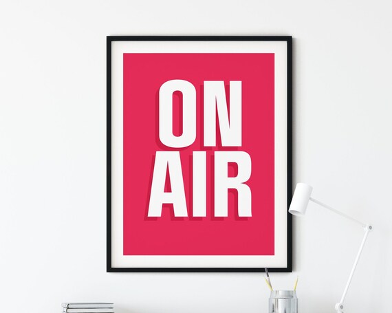 ON AIR Pink Bold Modern Typography Statement Music Studio Wall Art