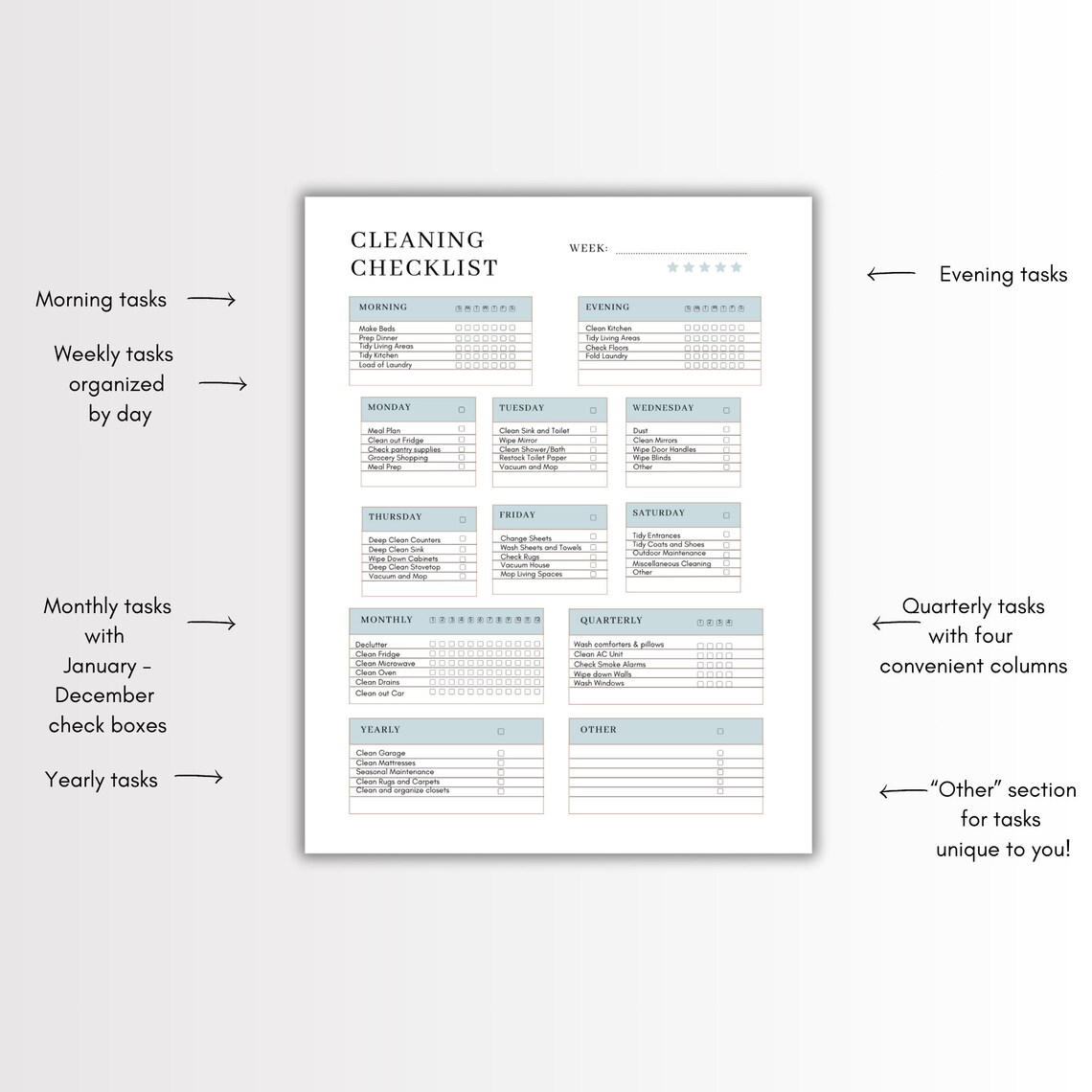 Cleaning Checklist, Editable Canva Template - Image 2