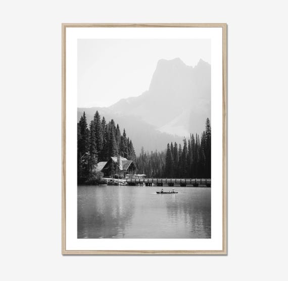 Emerald Lake Black And White Wall Art Print