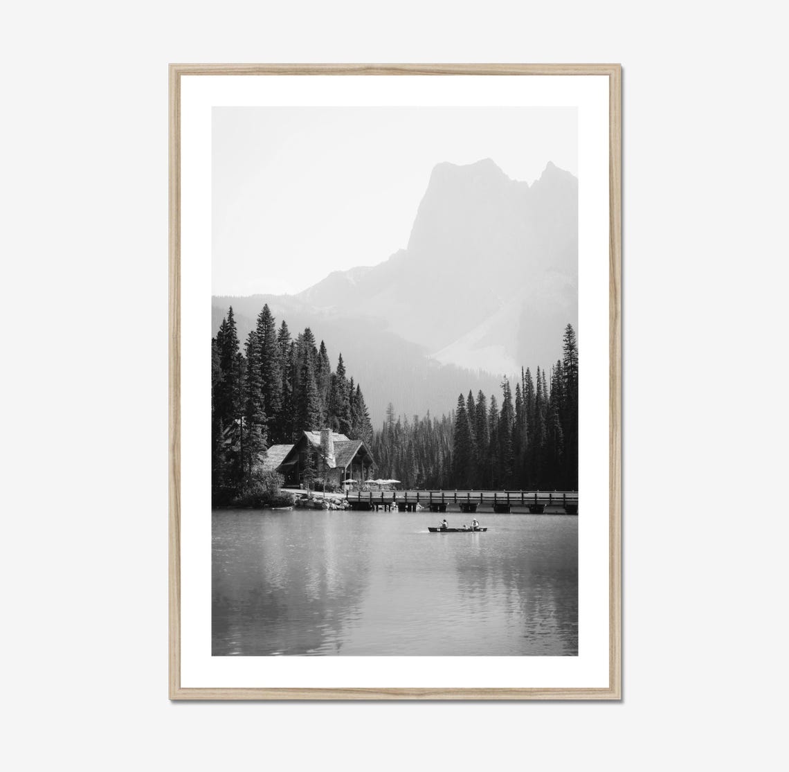 Emerald Lake Black And White Wall Art Print