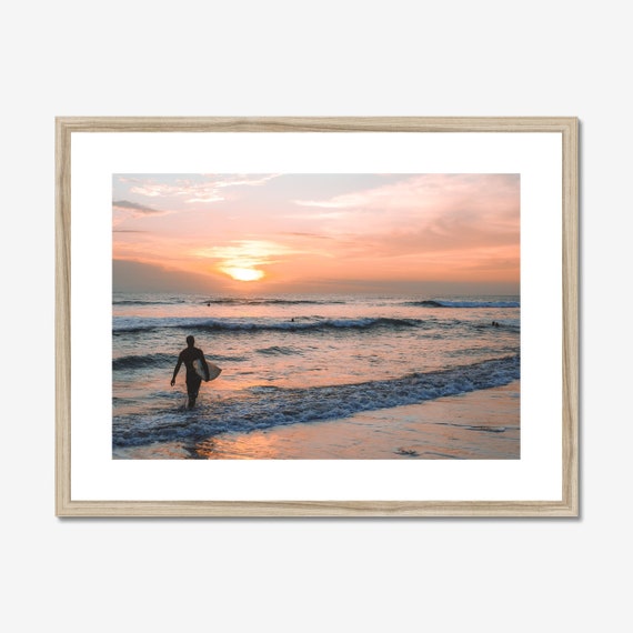 Vintage Minimalist Surf Print, Beach Sunset