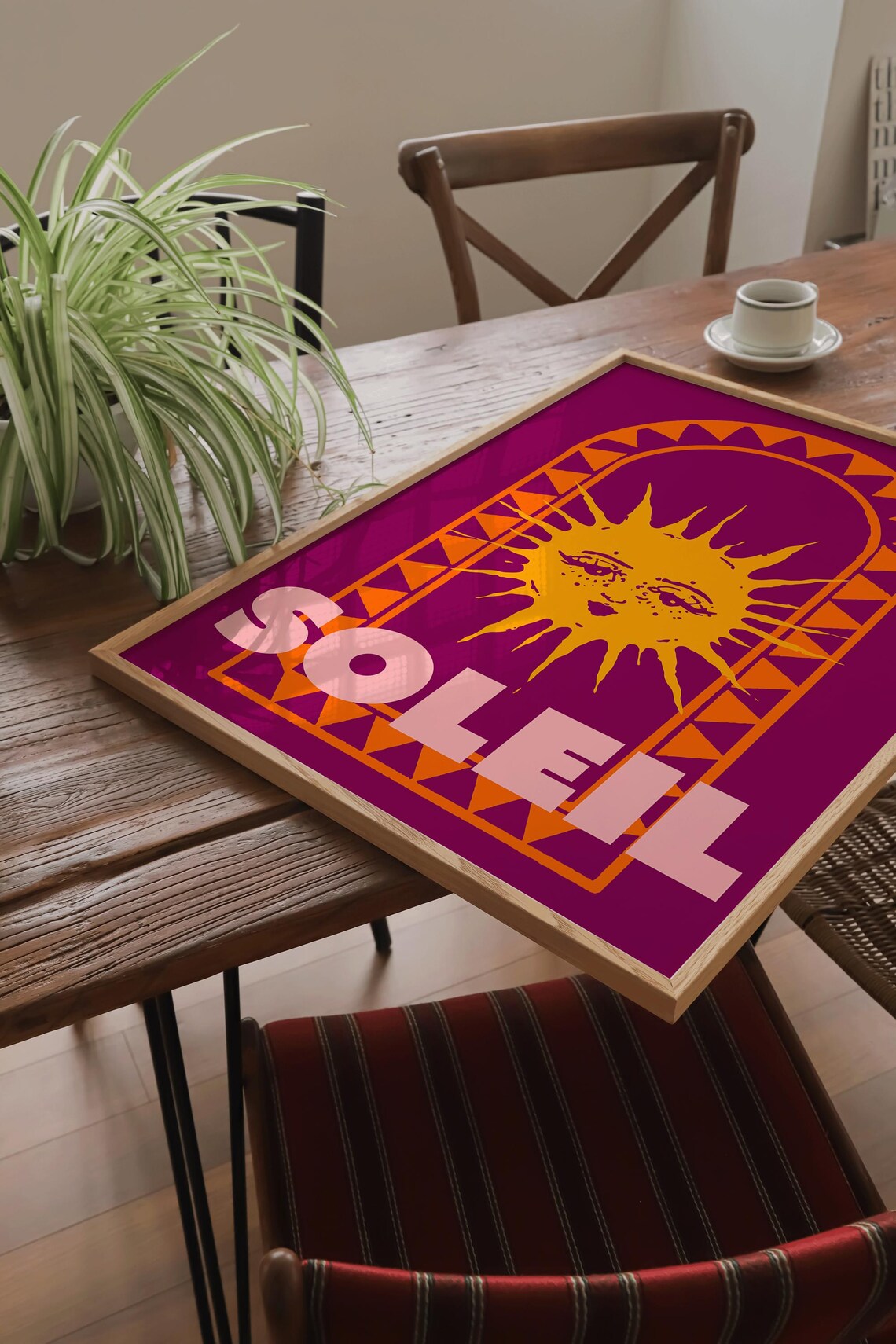 Boho Sun Art Print, Retro Soleil European Poster