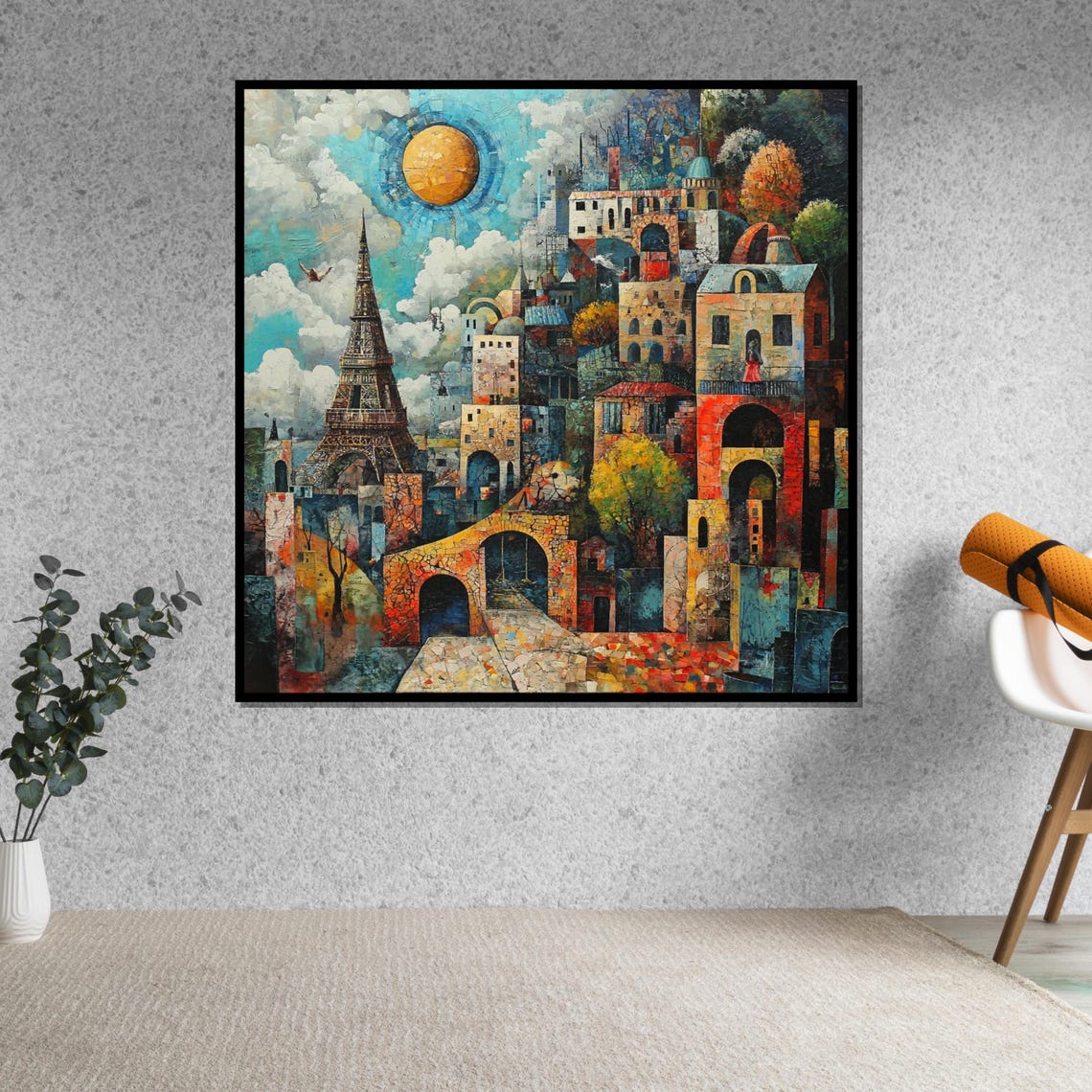 Paris Eiffel Tower Surreal Mosaic Cityscape Cubist Decorative Poster - Image 5