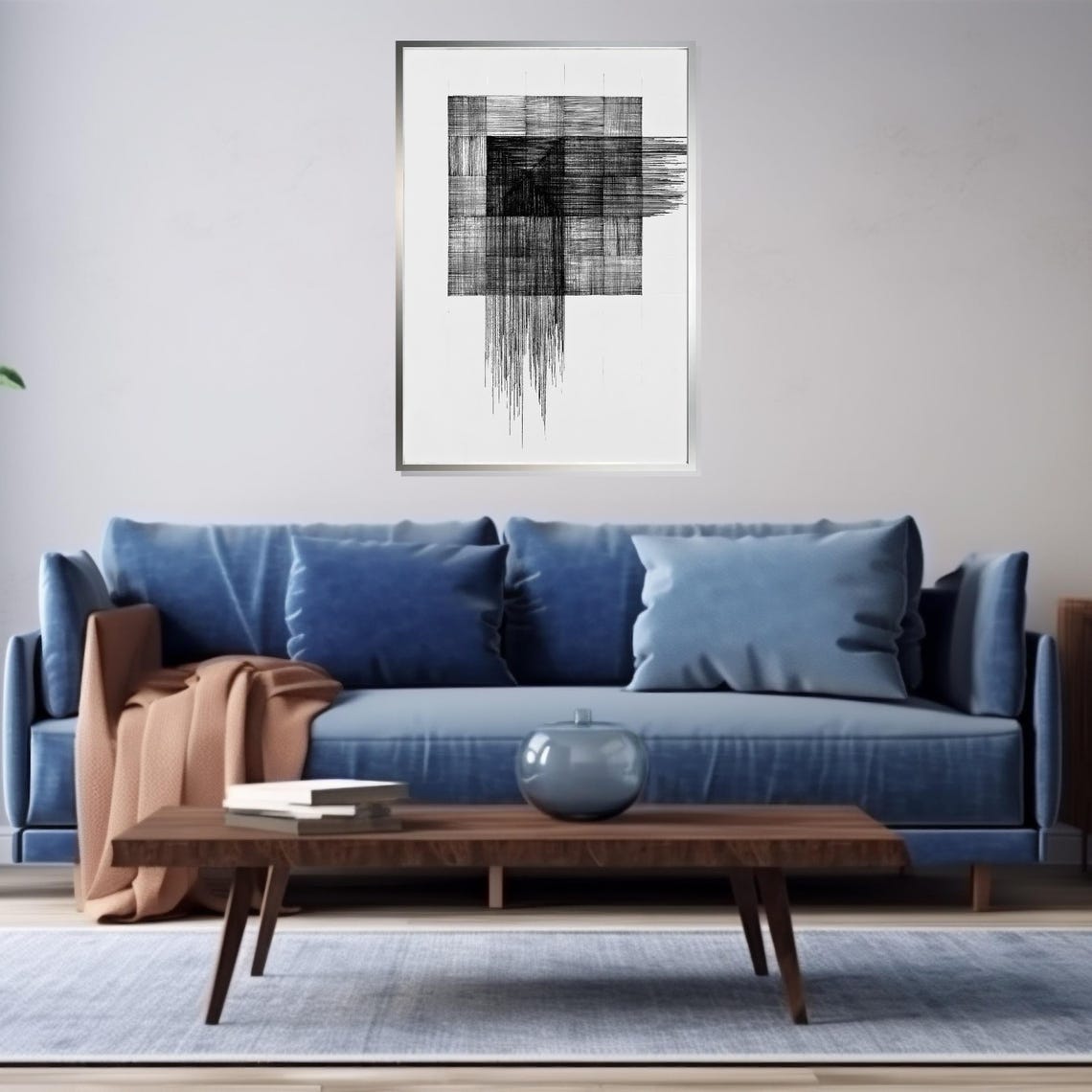 Black Grid Geometric Pattern Drip Minimalist Modern Art Poster - Image 3