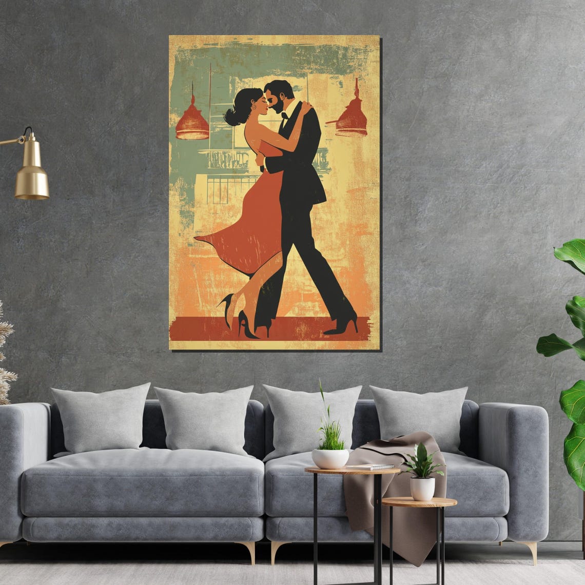 Vintage Tango Couple Retro Romantic Dance Illustration Poster - Image 2