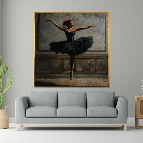 Elegant Ballerina Black Tutu Wall Art Dance Poster Wall Art Design Ballet Print Ready To Hang Home Decor