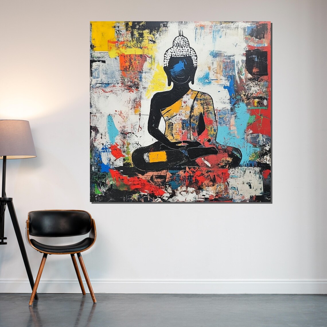 Colorful Buddha Silhouette Abstract Pop Art Meditation Poster - Image 2