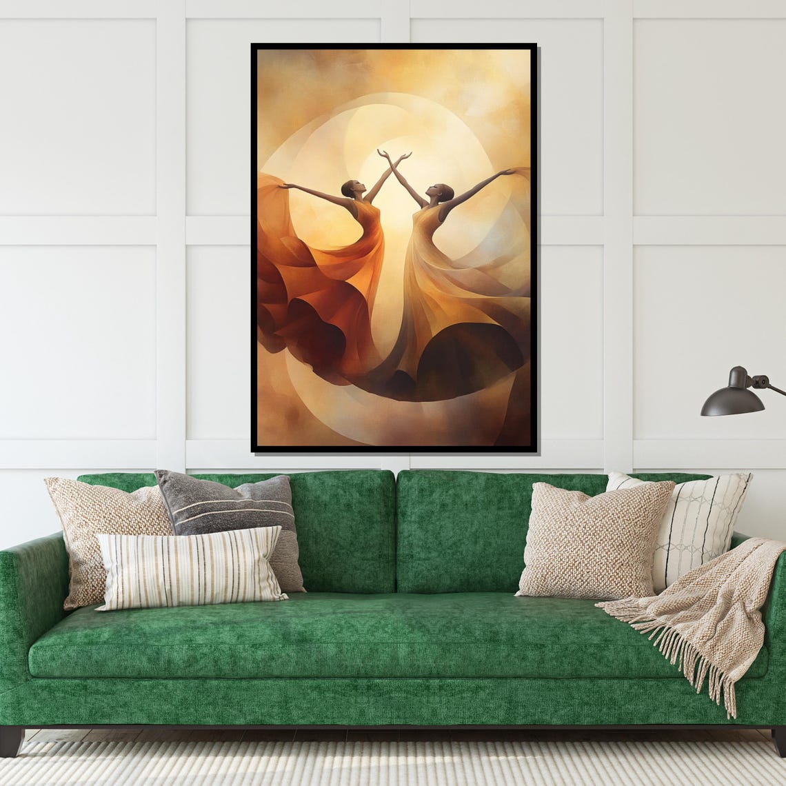 Two Dancers In Golden Dresses Joined Arms Warm Sunset Glow Art Poster - Image 5