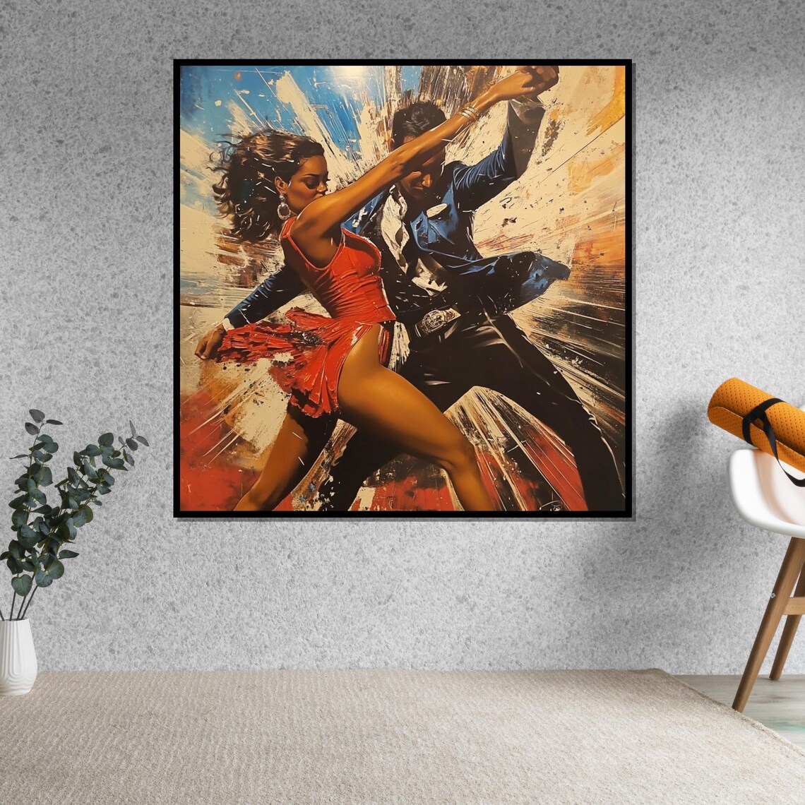Vibrant Latin Dance Couple in Red Dress Explosive Color Art Poster - Image 5