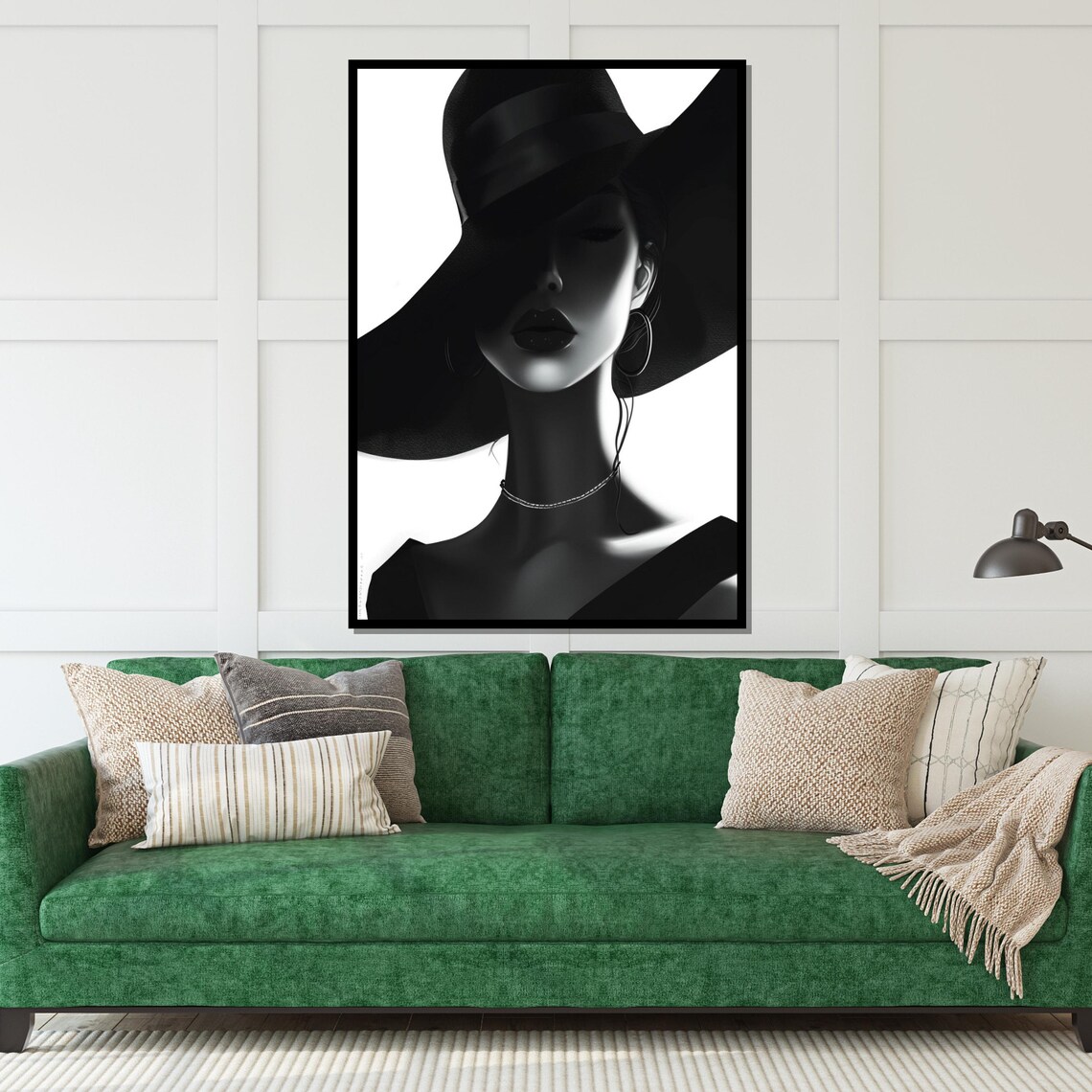 Elegant Monochrome Lady In Black Hat Fashion Portrait Style Poster - Image 5
