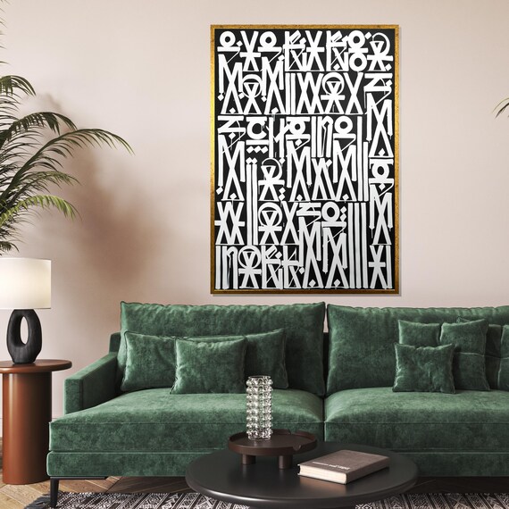 Abstract Black And White Geometric Modern Wall Art Graphic Design Wall Art Design Ready To Hang Decoration