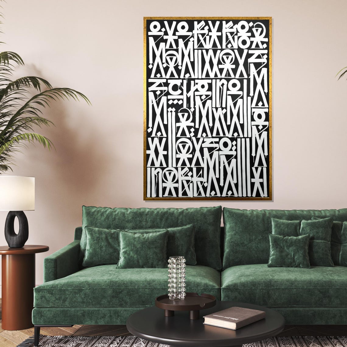 Black White Geometric Glyph Pattern Bold Graphic Modern Poster