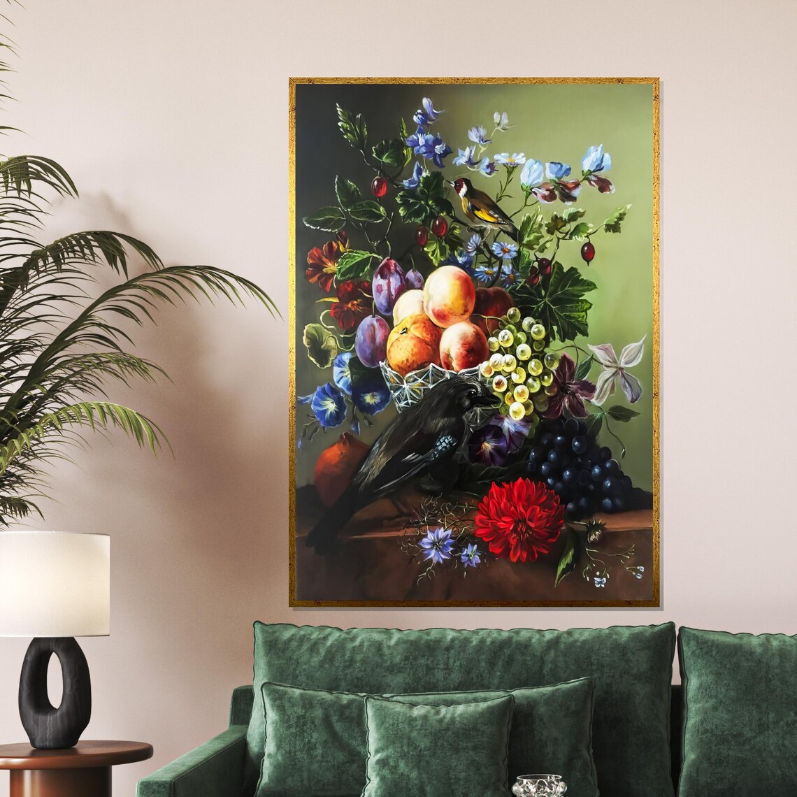 Fruit And Flower Still Life With Birds Classic Dutch Style Wall Art