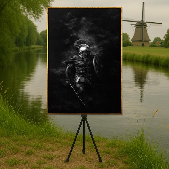 Dark Roman Gladiator Warrior Art Dramatic Helmet Sword Battle Poster