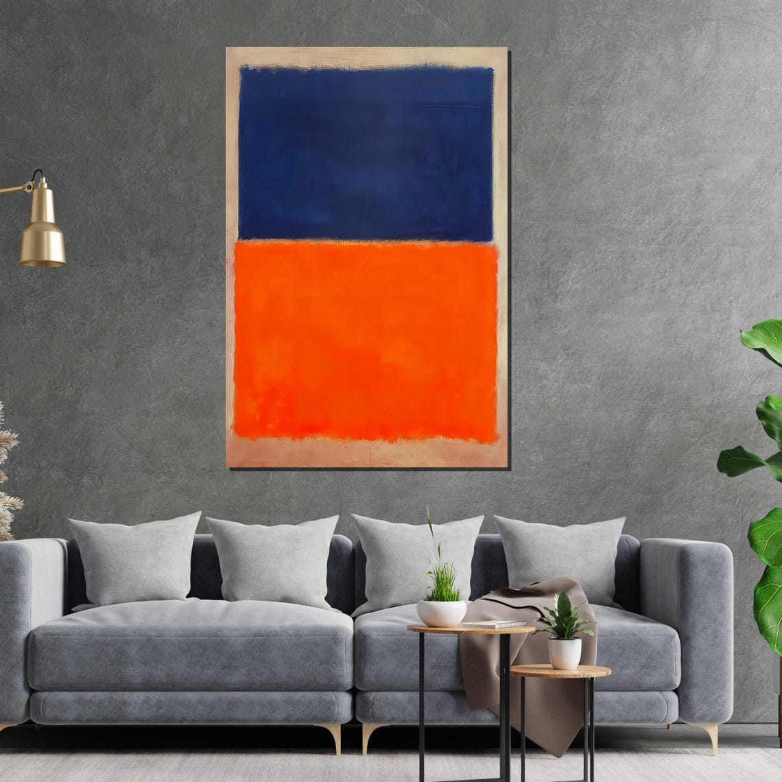 Bold Blue and Orange Color Block Abstract Modern Gallery Poster - Image 2