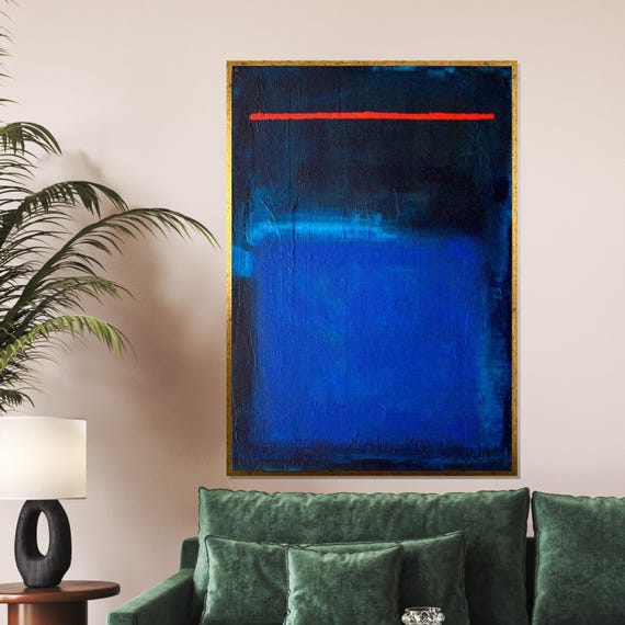 Blue Horizon Abstract Art Modern Wall Art Minimalist Design Large Print Ready To Hang Decoration Contemporary Home Decor