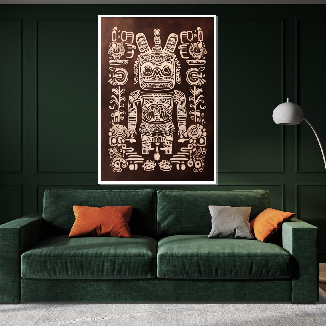 Tribal Wooden Mask Intricate White Relief Ethnic Decor Poster - Image 3