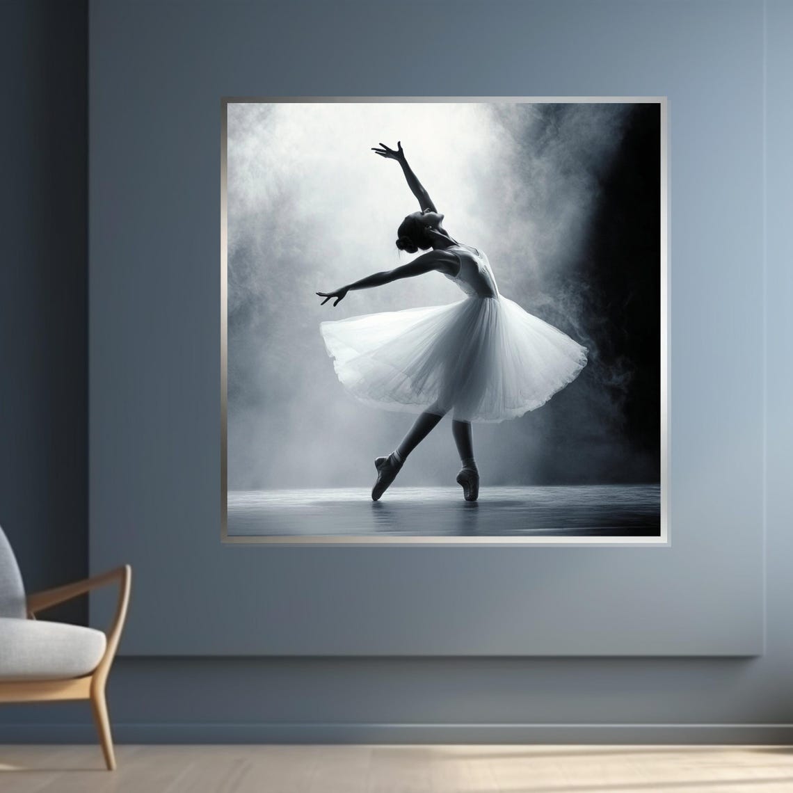 Black and White Ballerina in Spotlight Dramatic Stage Photo Poster - Image 4