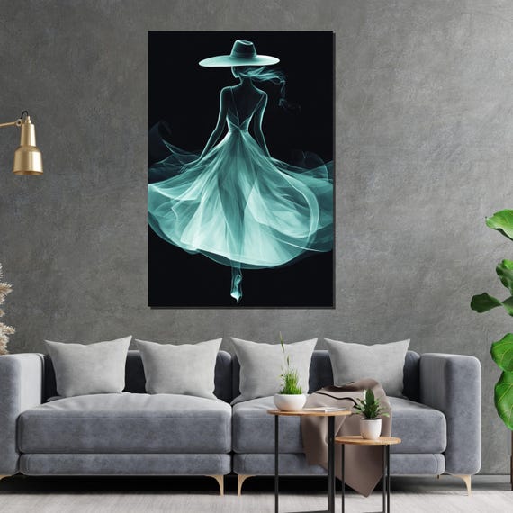 Mystical Woman Elegant Dance Art Abstract Wall Art Flowing Dress Wall Art Design Ready To Hang Decoration