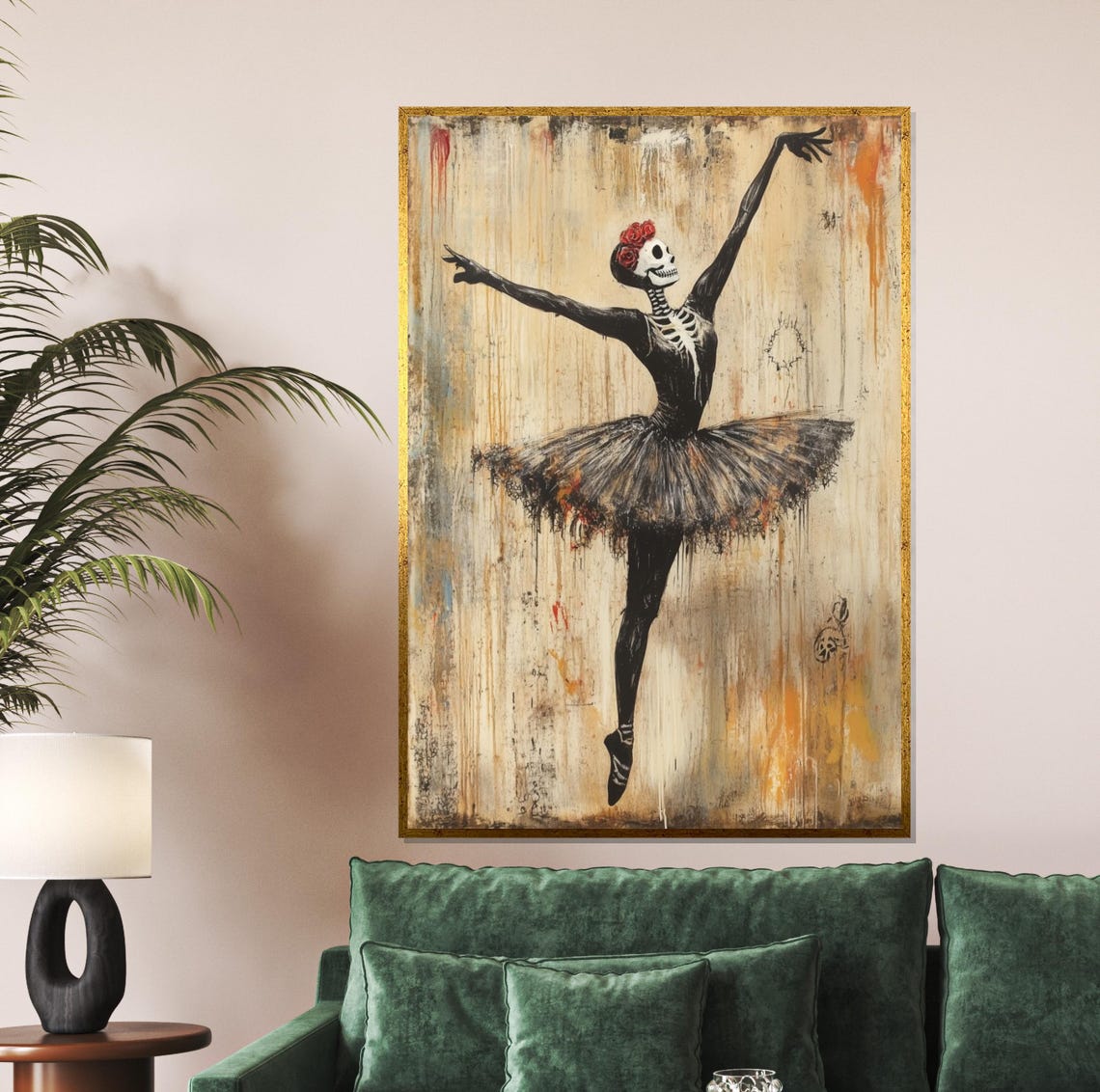 Skeleton Ballerina with Roses Vintage Gothic Dark Ballet Poster