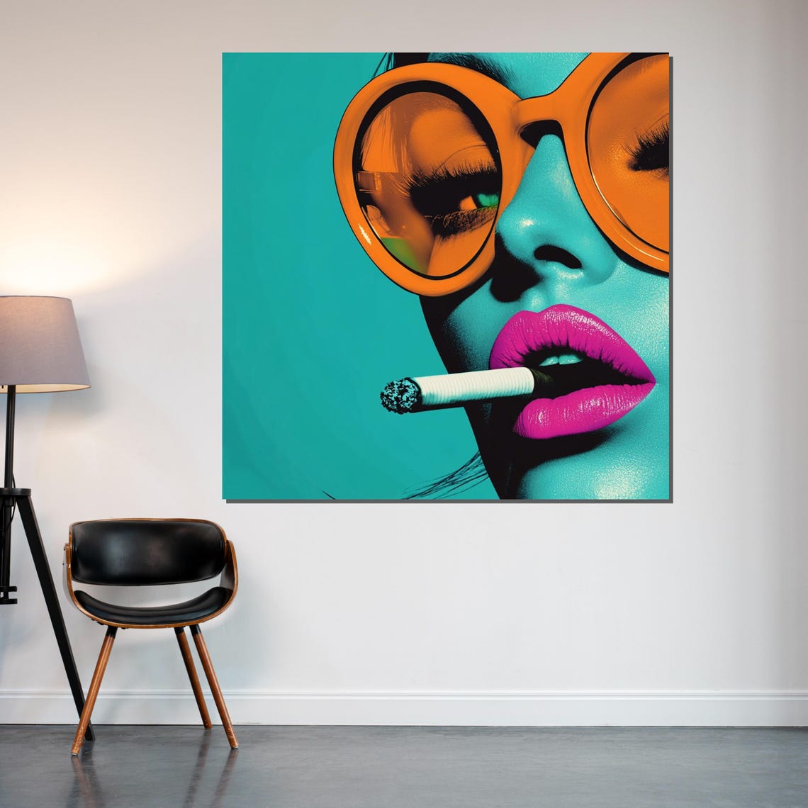 Chic Neon Pop Art Woman With Sunglasses Bold Retro Style Poster - Image 2