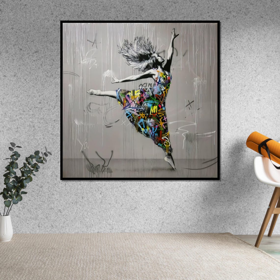 Ballet Dancer Rain Graffiti Dress Dynamic Bold Urban Art Poster - Image 5