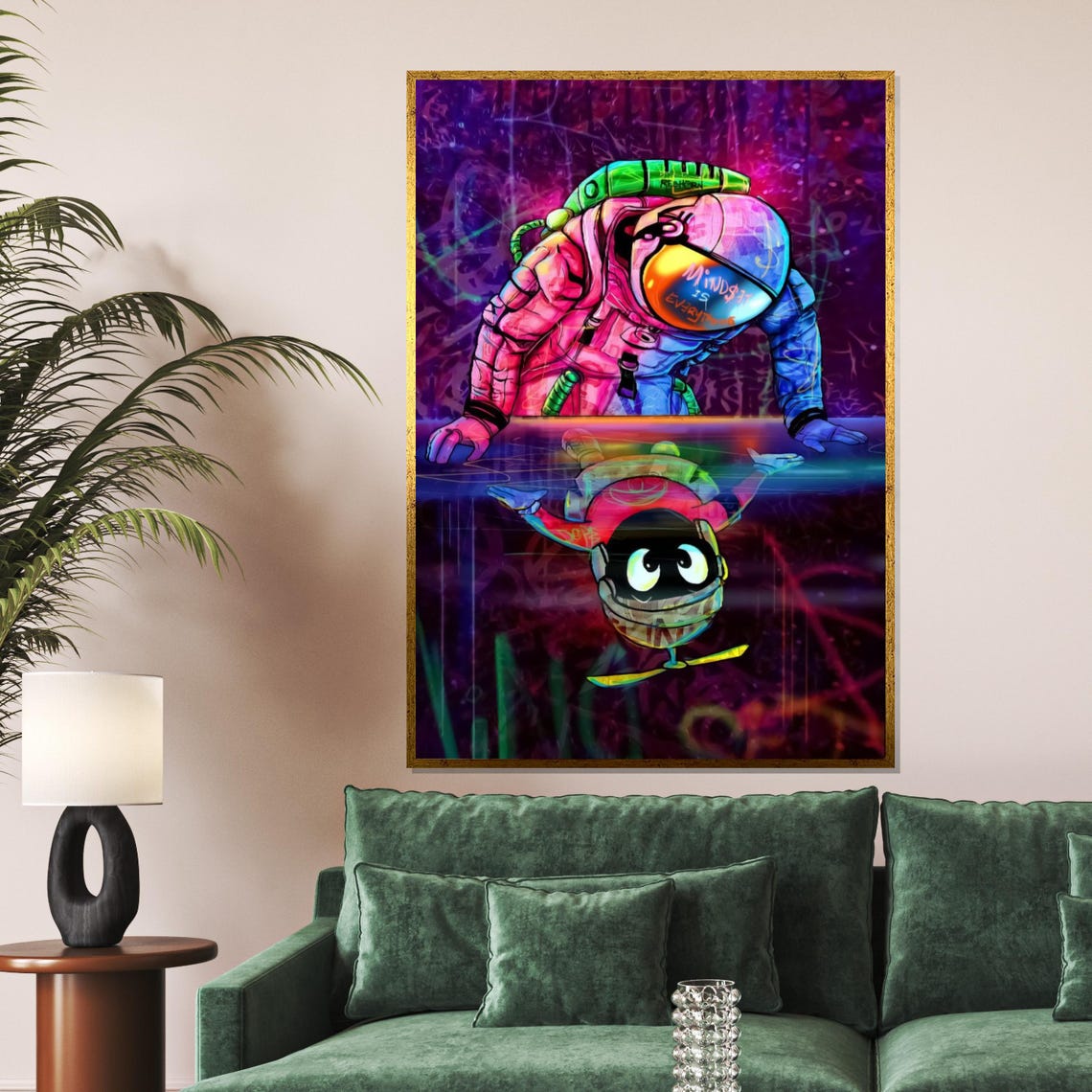 Astronaut Reaching Toward Alien Psychedelic Neon Space Art Poster - Image 5