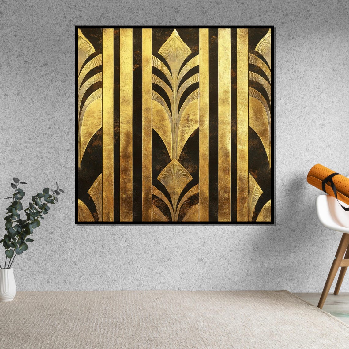 Gold Art Deco Geometric Pattern on Black Luxury Decorative Poster - Image 5
