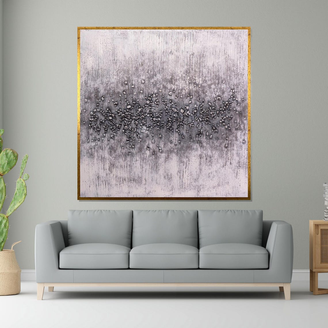 Monochrome Gray Textured Abstract Minimalist Stone Neutral Print