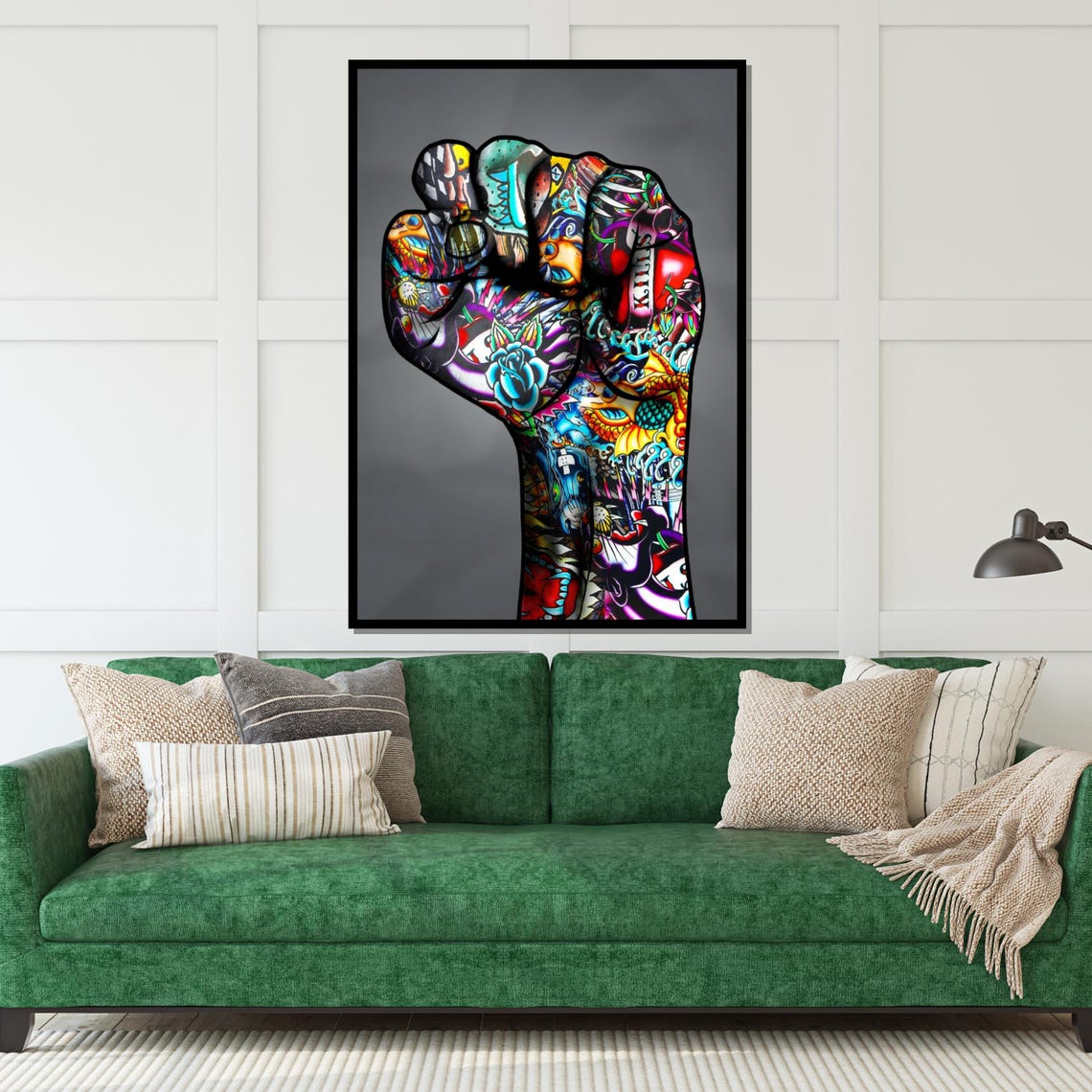Colorful Tattoo Flash Raised Fist Bold Power Symbol Art Poster - Image 5