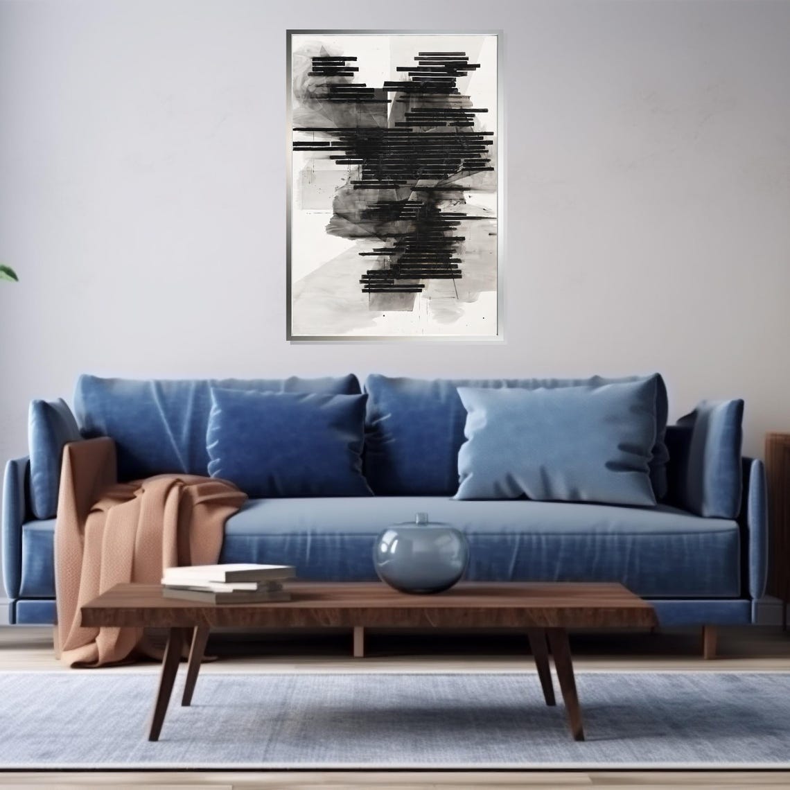 Black White Linear Bars Modern Monochrome Abstract Art Poster - Image 3