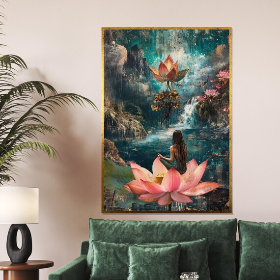 Mystical Meditation Canvas Art Serene Wall Nature Zen Poster Design Ready To Hang Decoration