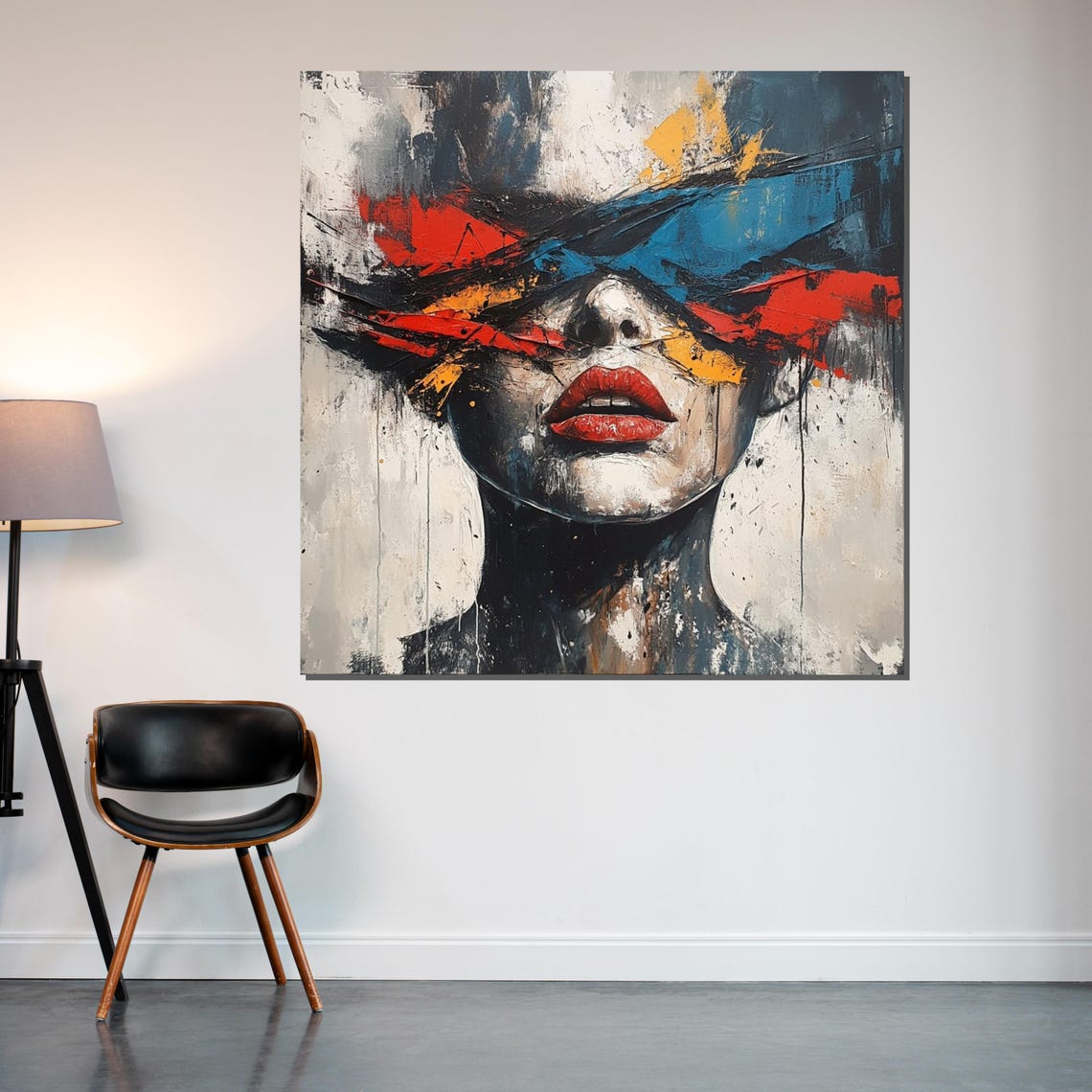 Bold Red Lips Woman Face Abstract Expressionist Brushstroke Print - Image 2