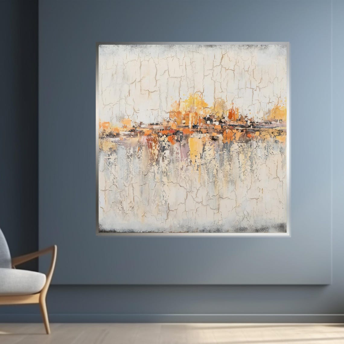 Earth Tone Abstract Landscape Crackled Texture Neutral Art Poster - Image 4
