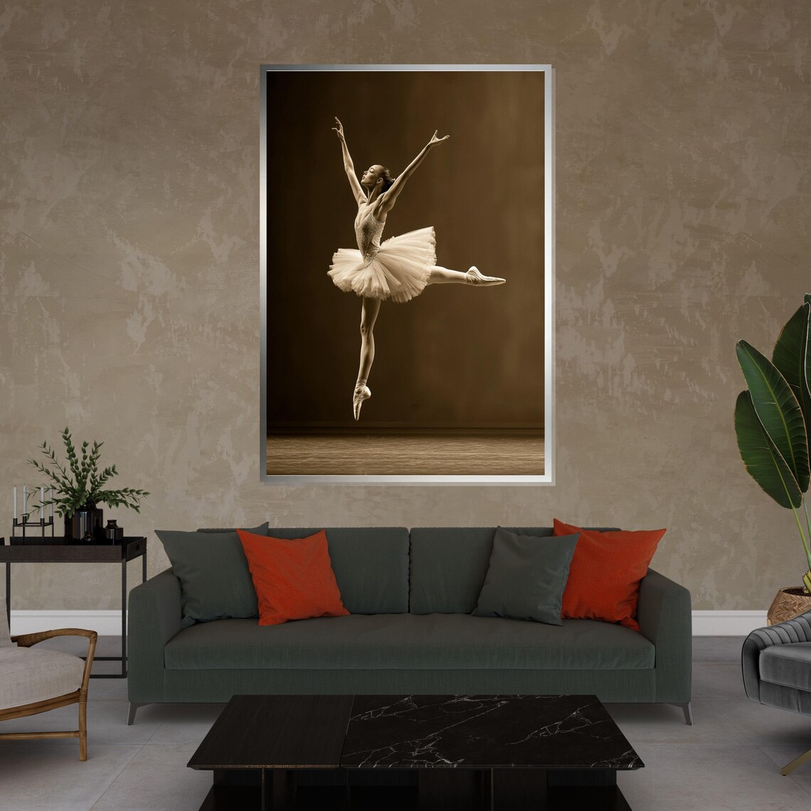Sepia Ballerina in Grand Jete Leap Timeless Ballet Photo Poster - Image 4