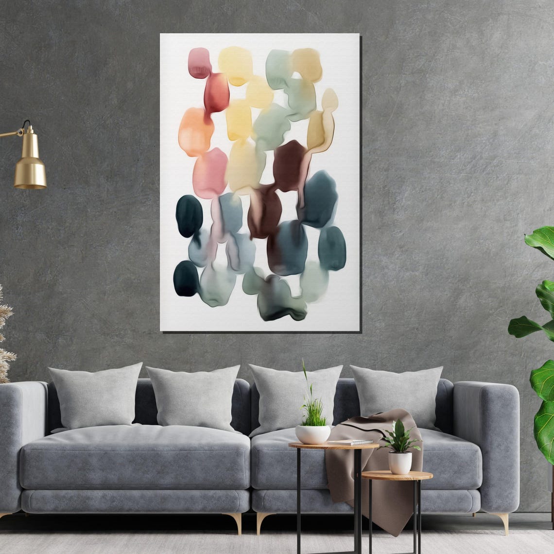 Soft Pastel Watercolor Blobs Abstract Gentle Color Wash Print - Image 2