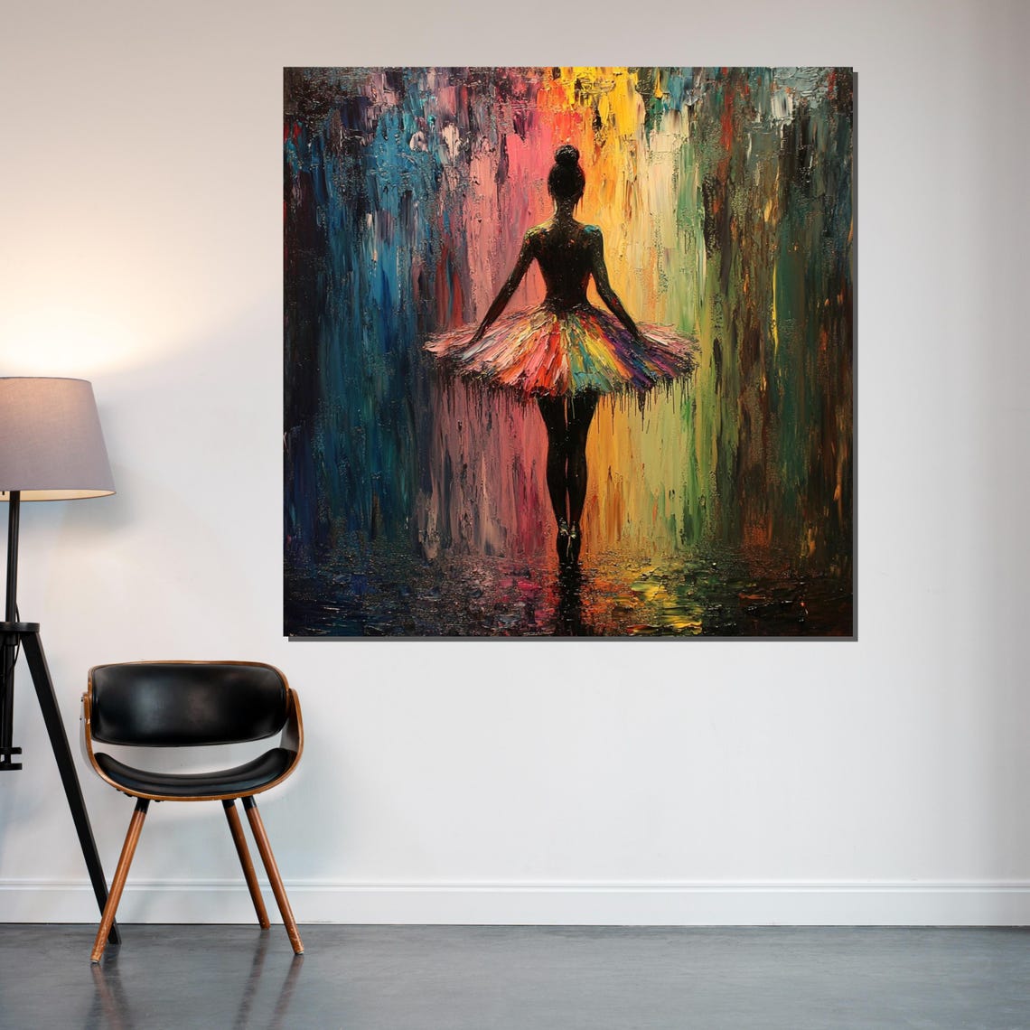 Rainbow Tutu Ballerina Silhouette Colorful Rain Curtain Poster - Image 2