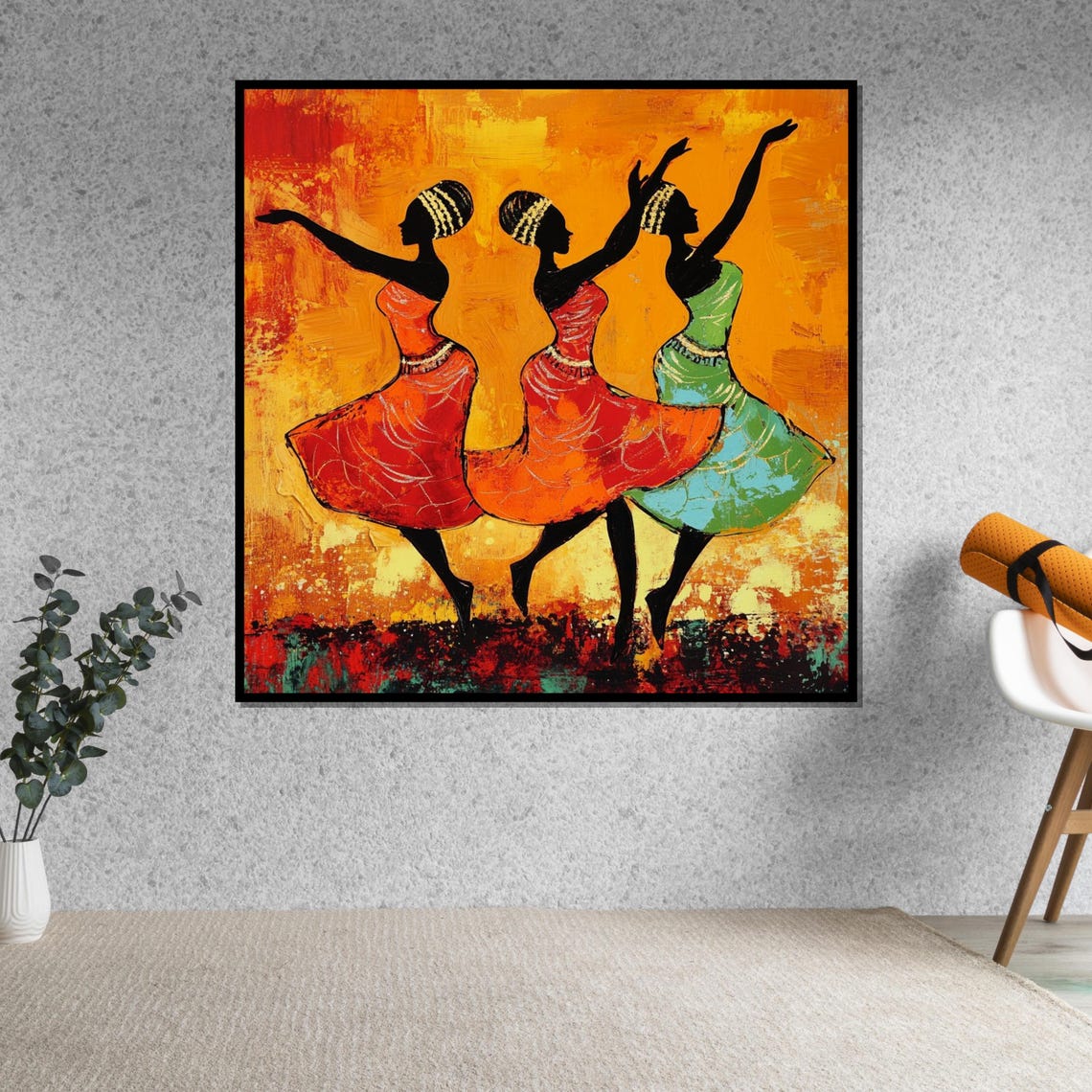 Three African Dancers Flowing Dresses Colorful Tribal Art Poster - Image 5