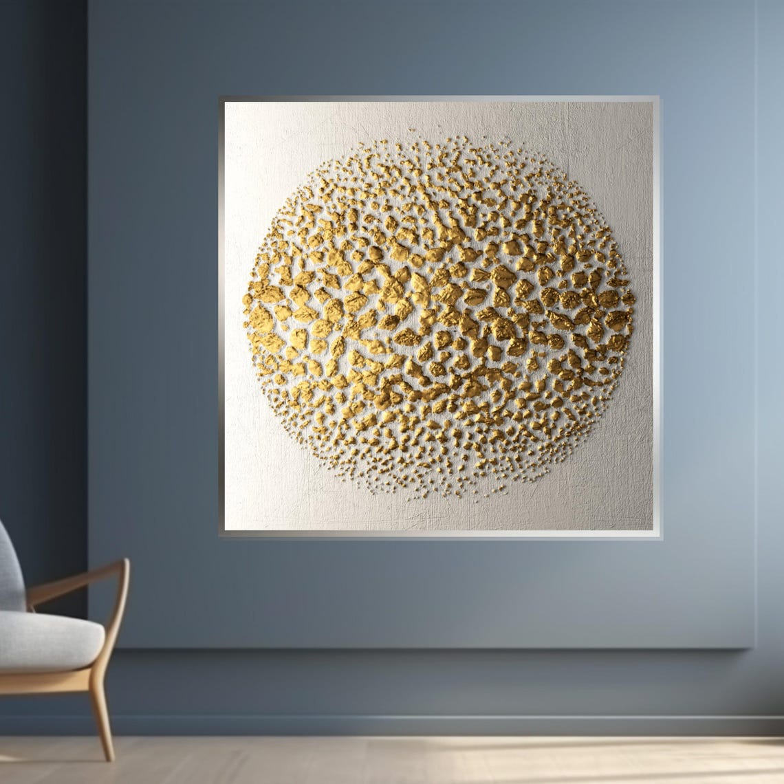 Golden Textured Circle Abstract Gold Nugget Modern Minimal Print - Image 4