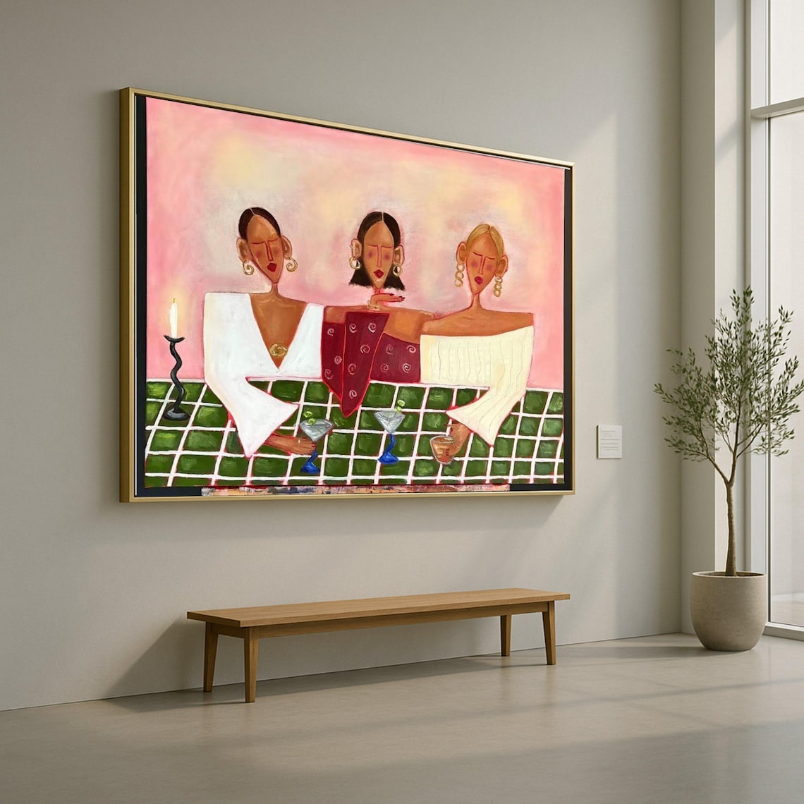 Modern Abstract Ladies Wine Social Scene Art Print