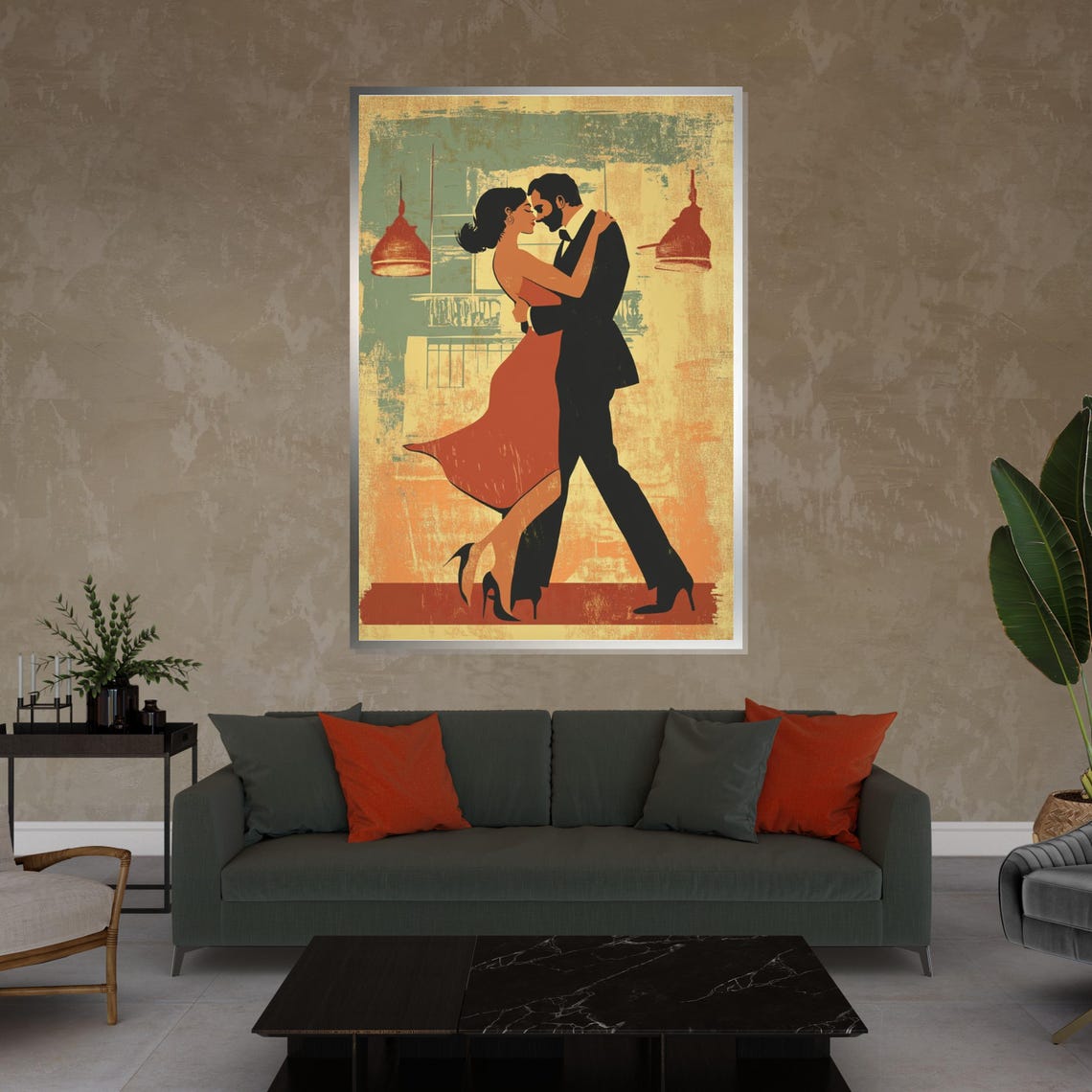 Vintage Tango Couple Retro Romantic Dance Illustration Poster - Image 4