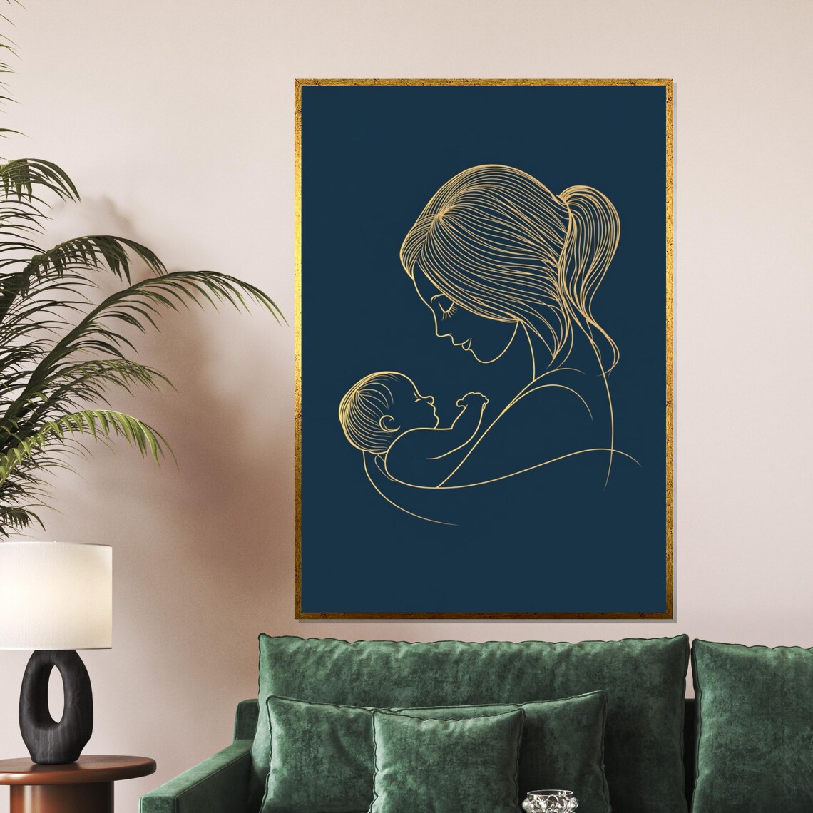 Mother And Child Line Art Motherhood Wall Art Family Love Print Wall Art Design Ready To Hang Decoration