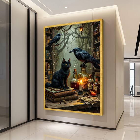Black Cat Gothic Decor Art Print