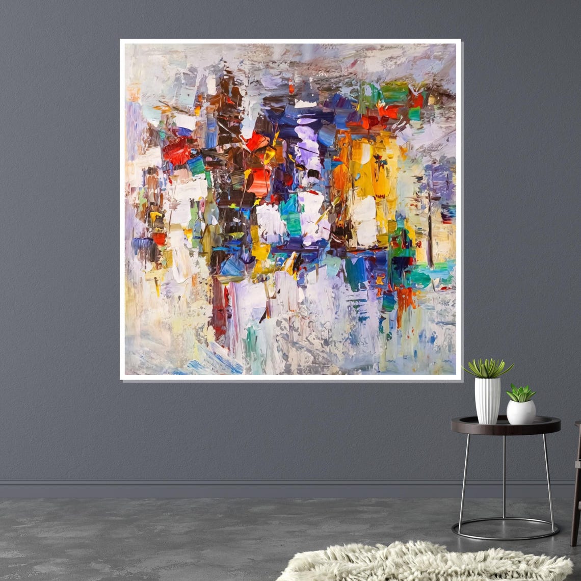 Multicolor Abstract Blocks Vibrant Impasto Texture Modern Print - Image 3