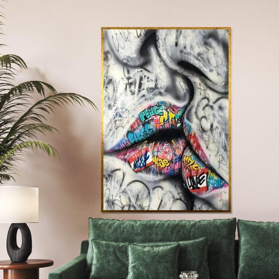 Graffiti Lips Colorful Street Art Urban Wall Art Graffiti Wall Print Wall Art Design Ready To Hang Decoration