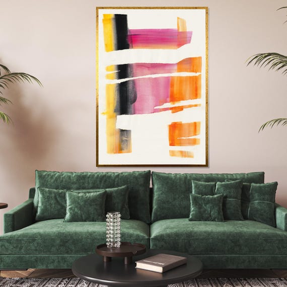 Abstract Sunset Colorful Brush Strokes Wall Art Modern Abstract Art Design Ready To Hang Wall Dcor
