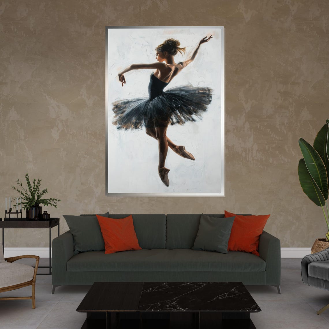 Ballerina Mid Leap in Dark Tutu Elegant Ballet Dance Art Poster - Image 4