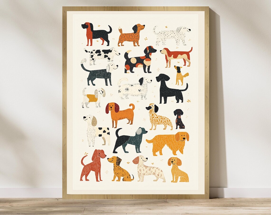 Kids Classroom Drawn Pet Portrait Dog Lover Art Print