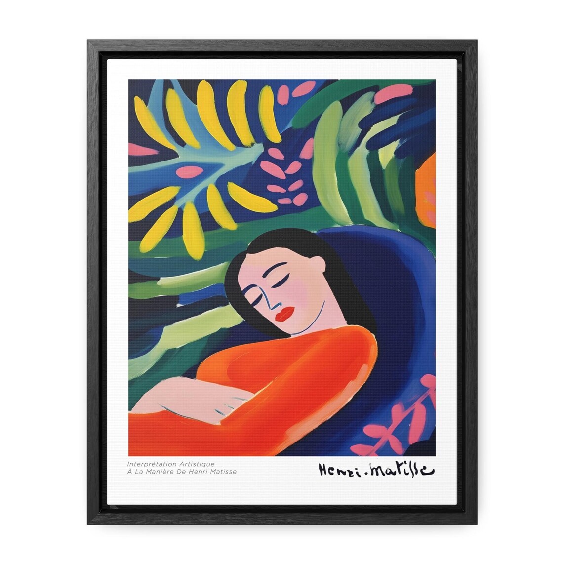 Matisse Inspired Woman Resting Among Tropical Foliage Art Print