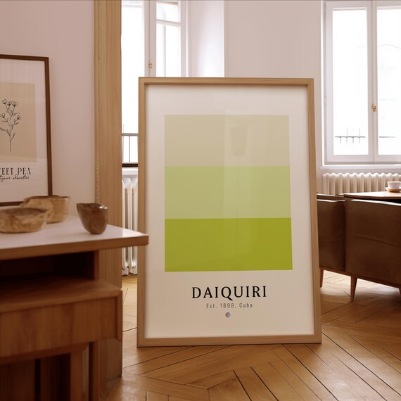 Daiquiri Cocktail Art Print Minimalist Bar Wall Decor Framed Or Unframed Poster Gift For Mixologists